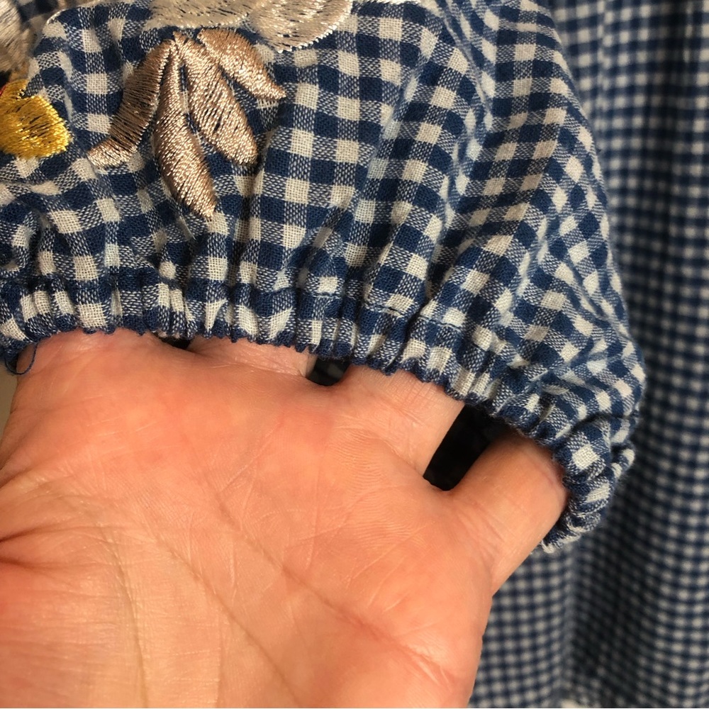 Reba Boho Gingham Top with Tassels and Embroidery Size L - Picture 8 of 10